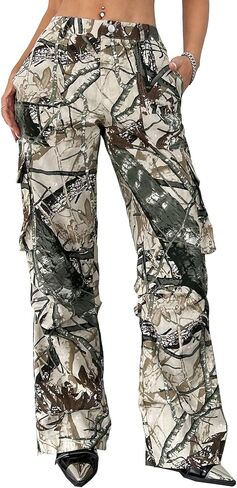 Kedera Women Camo Cargo Pants High Waist Baggy Wide Leg Camouflage Army Fatigue Joggers Trousers in Saudi Arabia