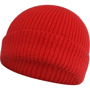 PFFY Trawler Short Fisherman Beanie Roll-up Edge Knit Cuff Beanies Winter Hats for Men Women