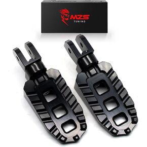 MZS Motorcycle Front Foot Pegs Adjustable Rider Footpegs Black CNC Compatible with DESERTX/Multistrada V2S V4 950 1200 / Monster 696 796 797 821 1100 1200 / HYPERMOTARD 950 / Scrambler 400 800 1100