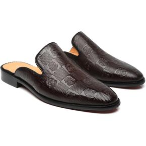 Mens Backless Loafers Genuine Leather Mules Shoes