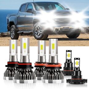 Compatible For GMC Sierra 2007-2013 9005 H11 High/Low Beam 5202 Fog Light Bulbs Plug and Play Pack of 6