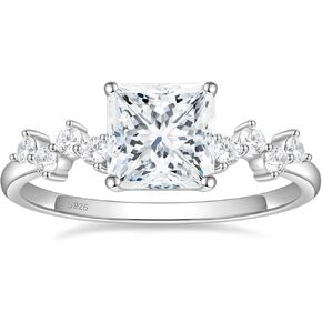 EAMTI 2.5CT Princess Cut 925 Sterling Silver Engagement Rings for Women Cubic Zirconia Wedding Bands Promise Rings for Her Size 4-10