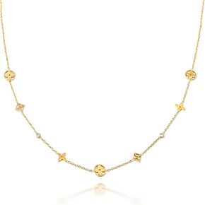 Four Leaf Clover Necklace for Women-18K Gold Plated CZ Cubic Zirconia Chocker Necklace, Dainty Lightweight Lucky Necklace Accessories Jewelry gifts for Mother's Day.Adding color to the charm of women