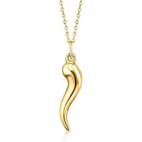 Canaria 10kt Yellow Gold Italian Horn Pendant Necklace