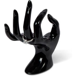 Hand Shaped Jewelry Display Stand for Rings/Necklaces/Bracelets | Sleek Black Organizer with Y2K Aesthetic | Home Decor & Store Display Holder | Gift-Ready Design (17x8cm)