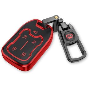 for Chevy GMC Key Fob Cover with Keychain.Compatible with 2023 2022 2021 2020 2019 GMC Sierra, Chevy Silverado 1500 2500HD 3500HD,No Screws Required for Installation. (Frosted Matte Gray, 5-Buttons)