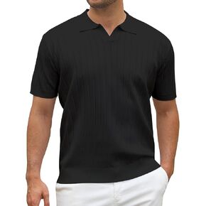 Alex Vando Mens Knit Polo Shirts Casual Short Sleeve Johnny Collar Golf Shirts