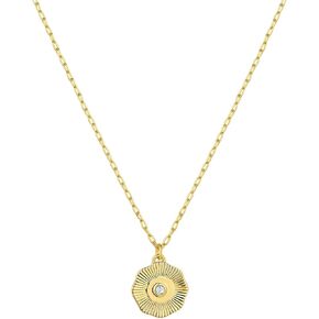 gorjana - Birthstone Coin Necklace 16"-18" - 18k Gold Plated Brass - Personalized Gemstone Options - Adjustable Chain Length - Gifting for special occasions