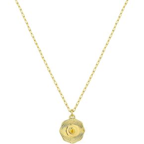 gorjana - Birthstone Coin Necklace 16"-18" - 18k Gold Plated Brass - Personalized Gemstone Options - Adjustable Chain Length - Gifting for special occasions in Kuwait