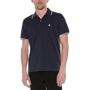Brooks Brothers Mens Slim Fit Mesh Pique Stripe Tip Collar Short Sleeve Polo Shirt,