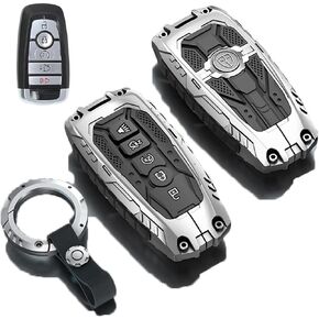 Heavy Metal Key Fob Cover for Ford,Key Fob Cover Case Protector Compatible with Ford for 2018-2024 Explorer Fusion Escape Edge Bronco F150 Maverick Mustang Accessories(A-Black)