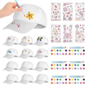 Aneco DIY Baseball Caps Hats Adjustable Sport Ball Cap White Painting Baseball Caps for Outdoor Sports