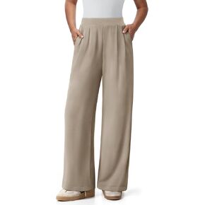 NIMIN Trousers Pants for Women Stretchy High Waisted Business Casual Slacks for Work Wide Leg Pleated Pull On Pants