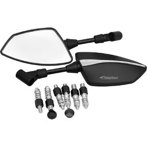 Motorcycle rearview mirror with positive and opposite 8MM 10MM threaded bolts, HD+360° Adjustable Motorcycle Mirrors suitable for motorcycles, scooters, off-road vehicles, cruisers, ATV(Black)