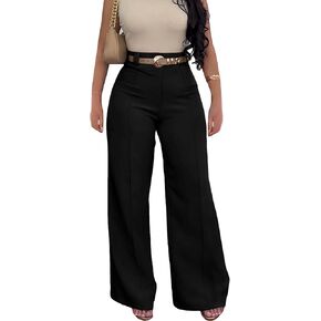 Tbahhir Women High Waisted Work Pants Wide Leg Dress Pants Straight Trousers Casual Business Slacks with Pockets