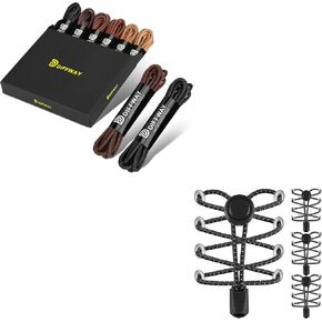 Black, Dark Brown, Brown and Tan Dress Shoe Laces and 4 Pairs of Black No Tie shoelaces