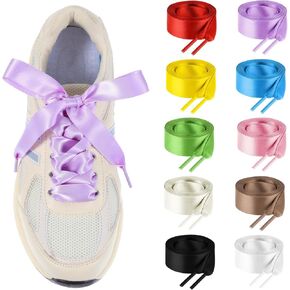 10Pairs Ribbon Shoe Laces 47" Colorful Flat Shoelaces Wide Shoe Strings for Athletic Running Sneakers Boot Women Men