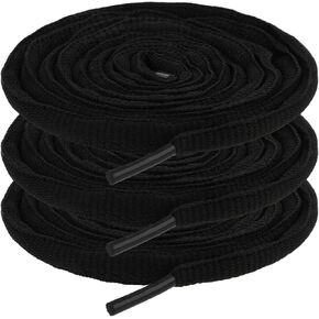Ouligay 3 Pair Oval Black Shoe Laces for Sneakers Half Round 1/4" Oval Black Shoelace 47 inch Athletic Running Shoe Laces Black Shoe String for Men Women 120cm
