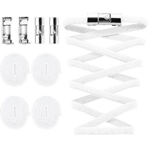 YLOKO No-tie Shoelaces, Flat Elastic Shoe Laces for Sneakers, Tieless Stretch Laces for Kids Adults One Size Fits All