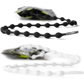 Caterpy Run - The Ultimate Listic No Tie Steelaces للبالغين والأطفال - Jaguar Black & Dilky White - Standard: 30in / 75cm