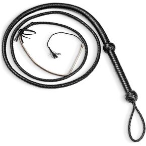 Indiana Jones Style Bull Whip 4 Foot 8 Plaits Real Cow Hide Leather Equestrian Bullwhip Black