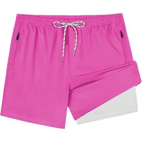 Mens Swimming Trunks Zipper Pocket with Compression Liner 5" Men's Board Shorts Swim Trunks Beach Short for Men