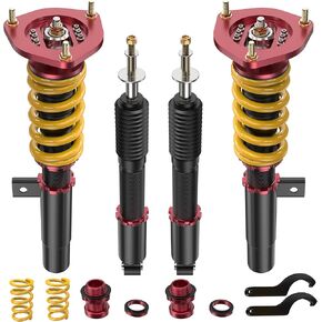 Lowering Coilovers Struts Compatible for Volkswagen 2003-2007 Golf MK5 Compatible for 2006-2009 GTI Front & Rear Shocks Adjustable Height Suspension Coil Spring Strut (Set of 4)(Yellow)