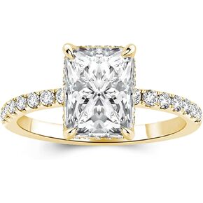 1.5 Carat Radiant Cut Moissanite Engagement Ring for Women, S925 Sterling Silver, D Color VVS1 Lab-Created Moissanite Promise Ring