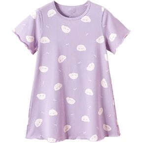 BANGSAUR Girls' Dress, Toddler Cotton Soft Short Sleeve Sleepshirts,3-10 Years