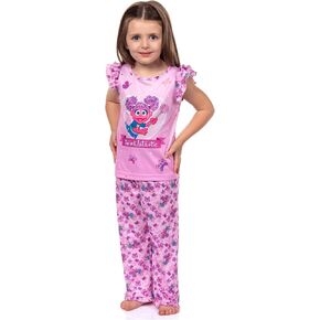 Sesame Street Toddler Girls' Abby Cadabby Ruffle Pant And Shirt 2 Piece Pajama Set Loungewear Sleepwear