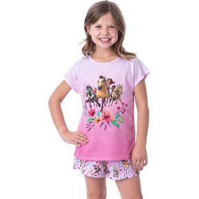 Intimo Girls 'Spirit Untamed Horse Lucky Sleep Pajama مجموعة شورت Crewneck (6/6x) وردي