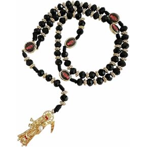 Santa Muerte Necklace Rosaries Beads Holy Death's Necklace Blessing Crafted Rosario de la santa muerte Prayer Gift For Men and Women