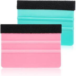 ممسحة لفينيل ، 2 PCS Pink و Teal Vinyl Scriper Tools خلفية تجانس من جلد الغزال محسوسة الحافة الممسحة علامة صنع علامة التفاف لنافذة السيارة تلوين أدوات PPF