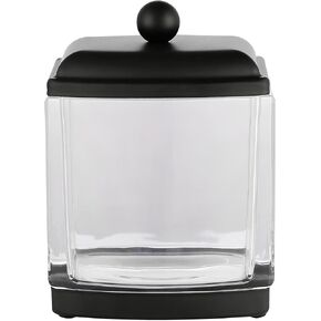 HALSTON H Glass Apothecary Cotton Jar – Elegant Bathroom Vanity Storage Container for Cotton Balls, Swabs & Beauty Essentials – Modern Clear Glass Organizer for Countertops