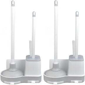 Toilet Brush and Plunger Set, Toilet Plunger and Holder Set, 2 in 1 Plunger and Brush Set for Bathroom Cleaning,Plungers for Bathroom Heavy Duty 2 Pack in White&Gray in Saudi Arabia