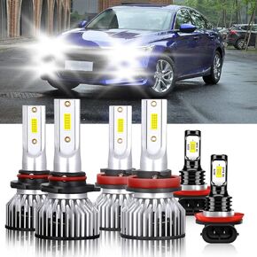 Compatible For Honda Accord Coupe 2008-2015 Bulbs, 9005 High Beam + H11 Low Beam + H11 Fog Light Bulbs Combo,300% Brightness 6500K 30000LM, Plug and Play, IP68 Pack of 6
