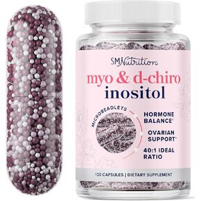 Myo-Inositol & D-Chiro Inositol for Hormone Balance for Women | Microbeadlet Technology to Regulate Menstrual Cycle & Support Ovarian Health | Myo Inositol & D Chiro Inositol | Non-GMO, 120 Capsules