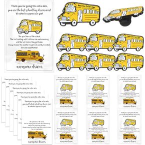 School Bus Driver Appreciation Day Gifts Bus Lapel Pins with Thank You Cards Bags for Best Driver Graduation Gifts