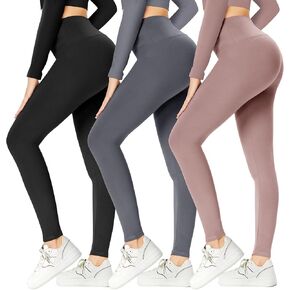 Gayhay 3 Pack رمادي طماق للنساء - السيطرة على البطن سراويل اليوغا عالية الخصر لركوب الدراجات التمرين