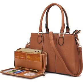 المحافظ والمحفظة مجموعة للنساء Crossbody Top Handled Tote Satchel Pu Leather Counter Counter