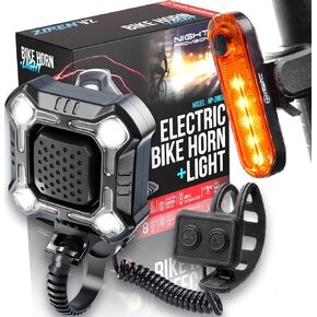 ZIREN 140dB High-Traffic Bike Horn & LED Light Super Loud Electric Horn 120-140dB for Max Safety Alert w/Handlebar Switch USB Rechargeable