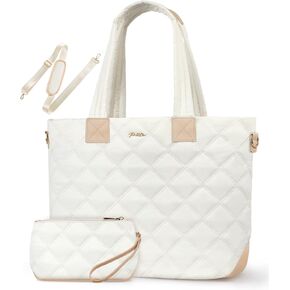 Prite Tote Bag for Women Lightweight Puffer Tote with Compartment Quilted Work Bag