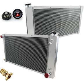 3 Row Core Aluminum CU369 RR369N Radiator Fan Shroud Assembly + 2 x 12" Fan w/Thermostat Compatible with 1967-1972 68 69 70 71 Chevy C10 C20 K10 K20 K30 Pickup Trucks and GMC Radiators in Kuwait