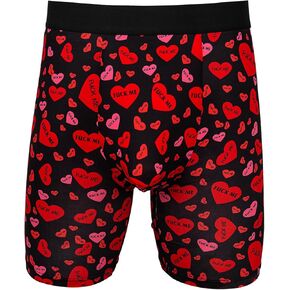 Evankin Mens Valentines Boxer Briefs, Funny Novelty Underwear, Long Leg Breathable Trunks Lingerie Underpants Shorts