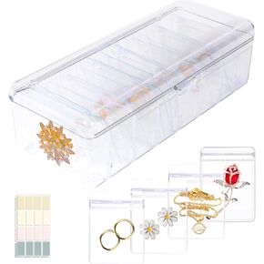 Acrylic Jewelry Box Organizer, Clear Jewelry Organizer and Storage with 30 Portable Anti Tarnish Jewelry Bags, Jewelry Travel Bag for Rings,Necklaces, Earrings Organizer for Women Girls, Clear