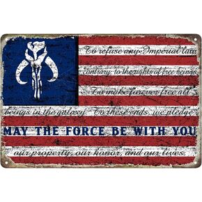 Bayyon Mandalorian Tin Metal Tin Sign Tin Plate Sign Wall Art Decor Tin Sign 8X12 Inch (Stripes)