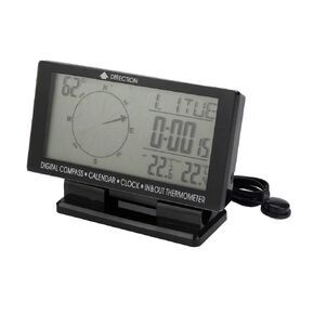 LCD Digital Display Screen Car Compass,Calendar,Clock,in & Out Thermometer with Blue Backlight for Car