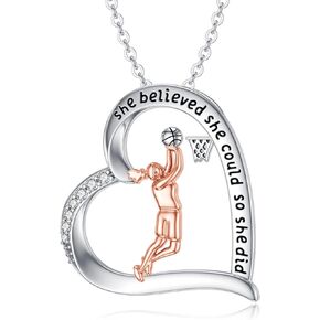 PROESS التنس/كرة السلة/عقد كرة القدم 925 الجنيه الاسترليني Silver Sports Pendant هدايا المجوهرات الملهمة للنساء