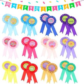 24 Pcs Happy Birthday Award Ribbon, Stylish Multicolor Tinplate Badge Pins Happy Birthday Pin for Boy Girl Adult Happy Birthday Ribbon for Self Gifting Birthday Party Favors