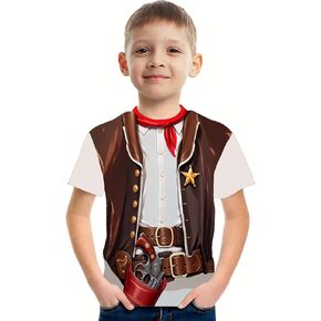 DFZ Boy’s and Toddler Boys Funny Cosplay T-Shirt Novelty Printed Short Sleeve for 4-14 Years Crewneck Casual Tops Unisex